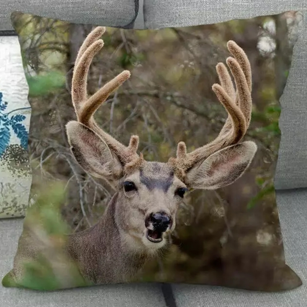 Deer Antlers Pillow Cover. Reindeer Venado Hunting
